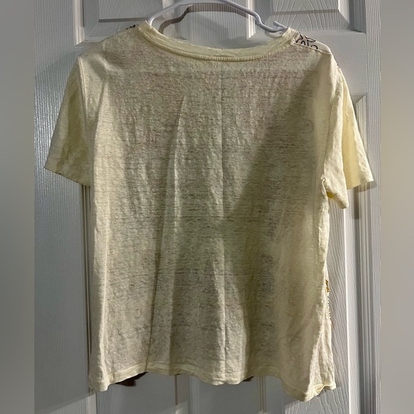 Tory Burch Cream Silk and Linen T-Shirt Size M - Picture 6 of 8